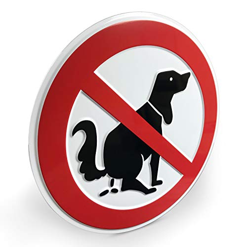 Betriebsausstattung24® Verbotsschild „Hier ist kein Hundeklo“ | Hundetoilette | Hinweisschild | Wetterfeste | Aluminium Geprägt | Farbe: Weißes Schild mit rotem Verbotszeichen | Größe: Ø 20,0 cm von Betriebsausstattung24
