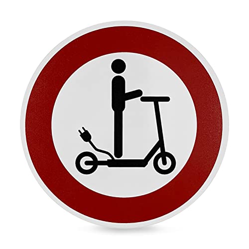 Verbotsschild Durchfahrt für E-Scooter verboten - PVC- Folie, 10,0 cm - Befestigungsart: Zum Verkleben - E-Roller untersagt - Elektro Roller Schild - Betriebsausstattung24® von Betriebsausstattung24