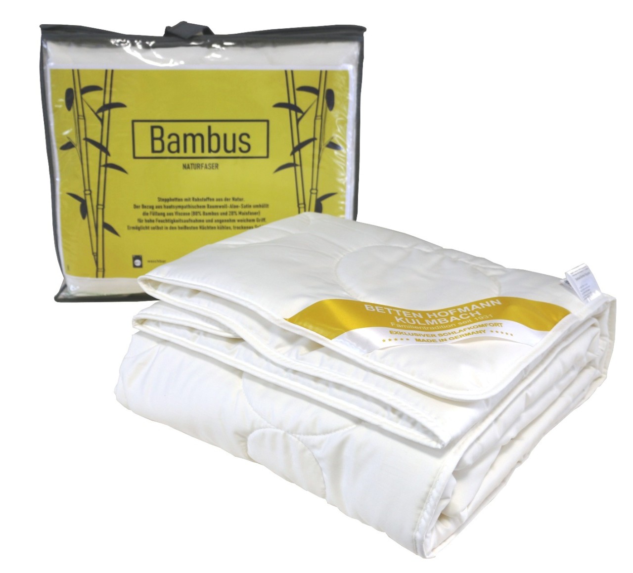 Bambus Sommerbett Steppbett 135x200 Sommerdecke waschbar 100% Natur, superleicht von Betten Hofmann