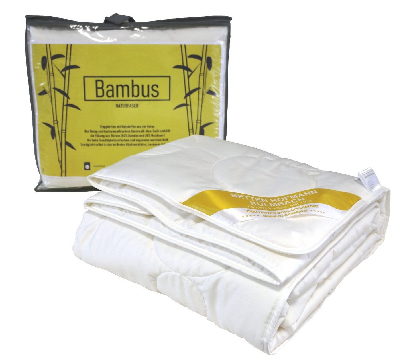 Naturhaarbettdecke, Bambus Sommerbett Steppbett 135x200 Sommerdecke waschbar 100% Natur, Betten Hofmann, Füllung: 500g Viskose von Betten Hofmann