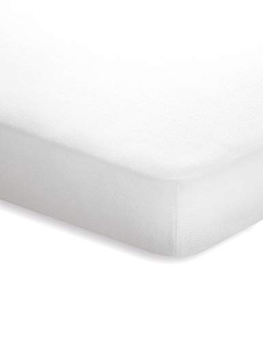 Betten Jumbo King Topper-Spannbettlaken Weiß für 140-160 x 200-220 cm | Bis zu 15 cm Steghöhe | Premium Stoff mit 160 g/m² | Flexibel Dank Gummisaum | Atmungsaktiv, bügelfrei und pflegeleicht von Betten Jumbo