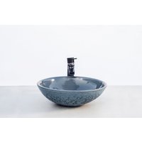 Waschbecken Aus Beton | Gefäßwaschbecken Rundes Badezimmer Blauer von BettonDesign