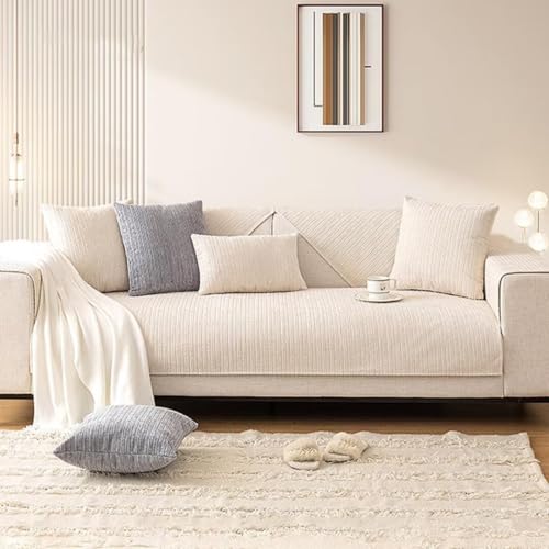 Bettschlange Sofabezug Ecksofa L Form Sofaschoner rutschfest Couch Cover L Shape Sofaschutz Sitzfläche Chenille Schonbezug Sofa Sofahusse Sofaüberwürfe Couchhusse for1 2 3 4 Sitzer,90x240cm von Bettschlange