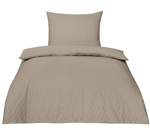 Betz Bettwäsche 100% Baumwolle Elegant 2 teilig - Bettwäsche Set mit Reißverschluss - Größe 135/200 cm + 80/80 cm Farbe Latte Macchiato von Betz
