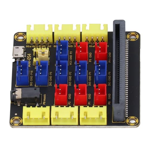 Bewinner Erweiterungsplatine, Typ Microbit B, Sound-Buchse, Micro-USB, Netzteil, DC 3,3–5,5 V mit Jumper-Abdeckungen, für die Microbit-Entwicklung von Bewinner