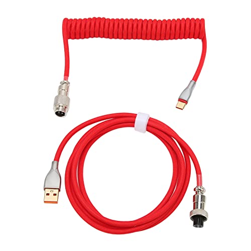 Gewundenes Tastaturkabel, Gewickeltes Mechanisches Tastatur-Space-Kabel Vom Typ C auf USB A mit Abnehmbarem Aviator-Anschluss für Gaming-Tastatur und Mobiltelefon (Rot) von Bewinner