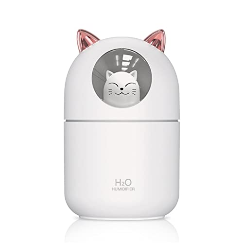 Bexdug Cool Mist Luftbefeuchter - 300 ml Luftaroma-Diffusor in Katzenform | Persönlicher USB-Desktop-Luftbefeuchter mit Nachtlicht für Babyzimmer, Reisebüro, Zuhause von Bexdug