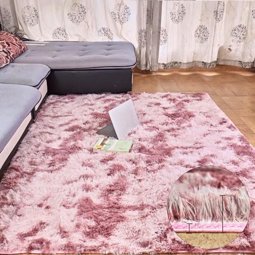 Beyeutao Rosa Lila Hochflor Teppich 140x200cm Wohnzimmer Teppiche Living Room Rug Teppich Shaggy Teppich für Wohnzimmer Schlafzimmer Teppiche Play Rug Outdoor Carpet. von Beyeutao