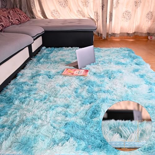 Beyeutao Hellblau Hochflor Teppich 160x230cm Wohnzimmer Teppiche Blue Living Room Rug Teppich Shaggy Teppich für Wohnzimmer Schlafzimmer Teppiche Play Rug Outdoor Carpet. von Beyeutao