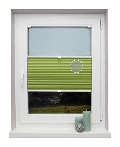 Plissee auf Maß Thermo für alle Fenster Montage in der Glasleiste Blickdicht mit Spannschuh Sonnenschutzrollo Grün Breite: 61-70 cm, Höhe: 40-100 cm von Beyond Drape