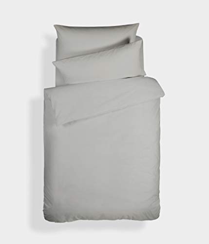 Plain Dyed Cotton Percale Grey 200 TC Duvet Set 160 x 220 cm - 50 x 80 cm von Bianca Cotton Soft