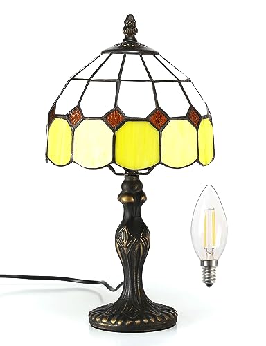 Bidesen 8-Zoll-tischlampe Im Tiffany-Stil, Vintage-tischlampe, Handgefertigte Tischlampe Mit Buntglasschirm, Schlafzimmer-nachttischlampe, Arbeitszimmer-tischlampe, Büro-tischlampe(Color:Yellow-1) von Bidesen