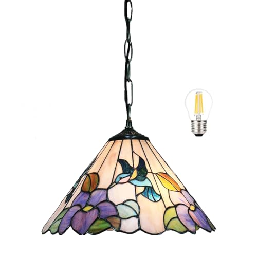 Bidesen 8-zoll-kronleuchter Im Tiffany-stil, Rustikale Buntglas-deckenleuchte, Schlafzimmer-nachttischlampe, Wohnzimmer-licht-studien-kronleuchter von Bidesen