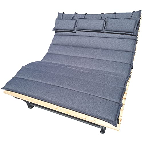 BierEx XXL Auflage Polster Kissen Sitzkissen mit Kopfkissen für Waldsofa Himmelsliege Relaxliege Saunaliege (anthrazit, Outdoor XXL) von BierEx