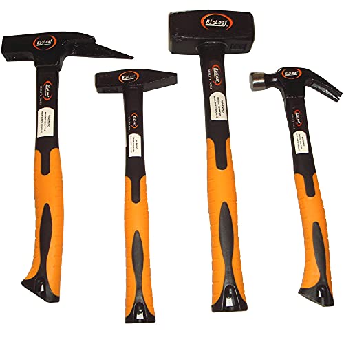 4 Hammer-Set 1000 g 600 g 430 g 300 g fieberglas Fäustel mit extra langer Griff Nagelzieher Universal-hammer Latthammer DIN 1041 Fiberglas Hämmer Satz Fiberglas griff vibrationsarm Hammer Satz von Big Leaf