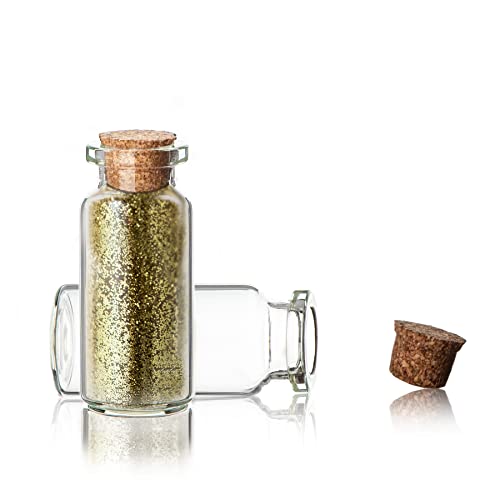 BigDean 60 Stück 10 ml Glasfläschchen mit Korken ca. 5x2cm - Ideal für Gewürze, Öl, Sand, Perlen, Pfeffer, Thymian - Super Geschenkidee & Dekoration - Robust & wiederverwendbar von BigDean