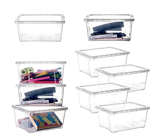 BigDean 9er Set Aufbewahrungsboxen mit Deckel 1,7L klein - belüftete & stapelbare Klarsichtboxen transparent - aus PP-Kunststoff - Organizer Box Aufbewahrung Ordnungsbox 19x14,5x9cm von BigDean