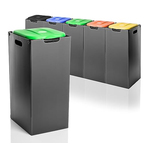 BigDean Müllsackständer Grün 80L mit Sichtschutz - passend für den Gelben Sack + andere Müllsäcke - Müllsackhalter Mülleimer Müllbeutelständer - Feucht abwischbar - Made in Europe von BigDean