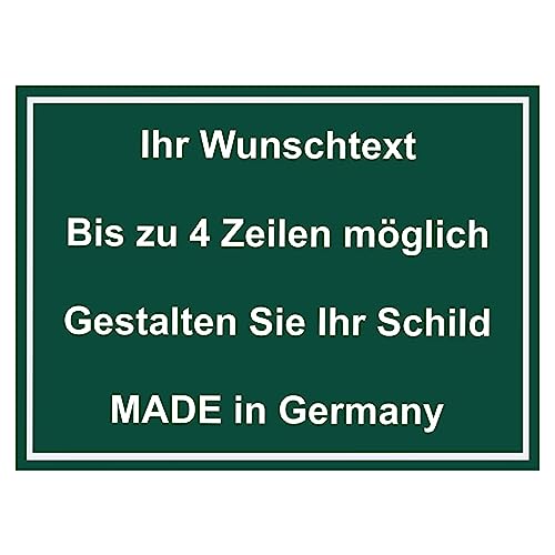 Hinweis Schild mit Wunschtext und Gravur aus Kunststoff - Rahmen - Personalisiertes Schild in verschiedenen Größen - 7 Farben zur Auswahl (Grün) von BigTrend24