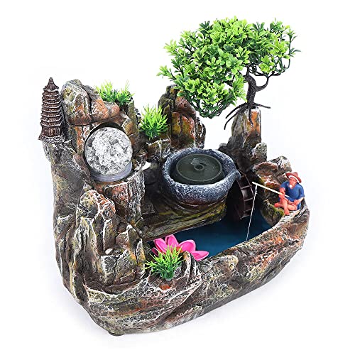 Biggittig Tischbrunnen, LED Wasserfall Desktop Springbrunnen Beleuchtung, Indoor Entspannungsbrunnen mit LED Lichtern - für Wohnzimmer, Schlafzimmer, Büro Biggittig Tischbrunnen, LED Wasserfall Desktop Springbrunnen Beleuchtung, Indoor Entspannungsbrunnen mit LED Lichtern - für Wohnzimmer, Schlafzimmer, Büro von Biggittig