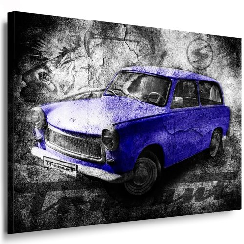 Trabant Blau Kunstdruck Leinwandbild 100x70cm / Leinwandbild fertig auf Keilrahmen - Kunstdrucke, Nr.77995574210 Leinwandbilder,Bilder, Poster, Gemälde, Pop Art Deko Kunst Bilder von Bild auf Leinwand , Kunstdruck