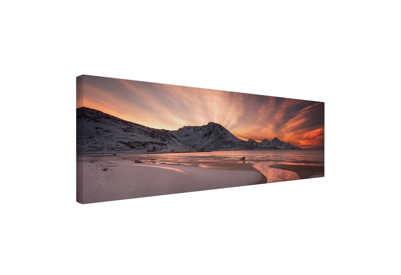 Bilderdepot24 Leinwandbild Berge Natur Modern Goldener Sonnenuntergang grün Bild auf Leinwand XXL, Bild auf Leinwand, Leinwanddruck in vielen Größen von Bilderdepot24