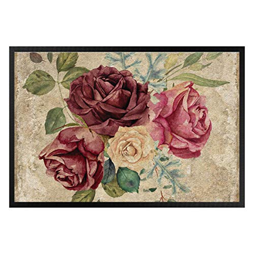 Bilderwelten Fußmatte - Vintage Rosen und Hortensien, Größe HxB: 40cm x 60cm von Bilderwelten