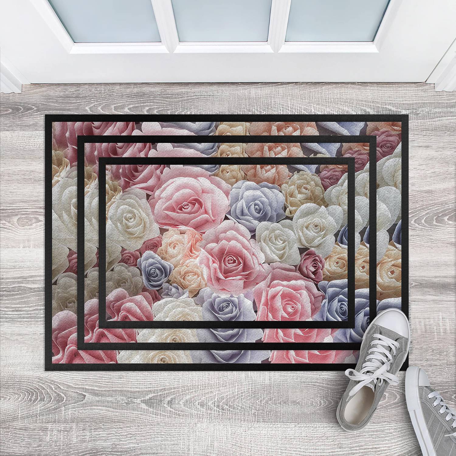 Fußmatte Pastell Paper Art Rosen von Bilderwelten