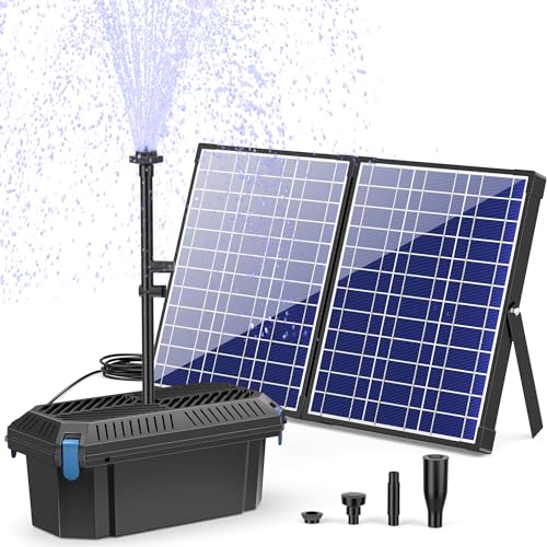 Biling Solar Teichpumpe mit Filter - 1600 l/h Förderleistung 30W Solar Teichfilter Komplettset mit Pump für Teiche und Wasserfall bis 5.000l - Solar Springbrunnen für Außen Garten Pool Wasserspiel von Biling