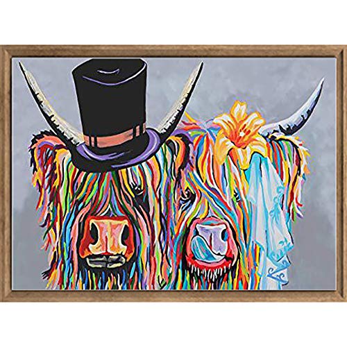 Bimkole DIY 5D Diamond Painting Zubehör Kuhhut, Abstrakte Malerei Zuhause Tiere Diamant Malerei Kit Voll Runde Bohrer Malen nach Zahlen Malerei Stickerei Kreuzstich Diamond Dekoration, (40x50 cm) von Bimkole