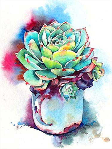 Bimkole DIY 5D Diamond Painting Zubehör Pflanze, Topfblumen abstrakte Malerei Diamant Malerei Kit Voll Runde Bohrer Malen nach Zahlen Malerei Stickerei Kreuzstich Diamond Dekoration, (30x40 cm) von Bimkole