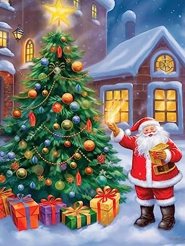 Bimkole DIY 5D Diamond Painting Zubehör Weihnachtsbaum, Weihnachtsmann Diamant Malerei Kit Voll Runde Bohrer Malen nach Zahlen Malerei Stickerei Kreuzstich Diamond Dekoration 30X40 cm von Bimkole