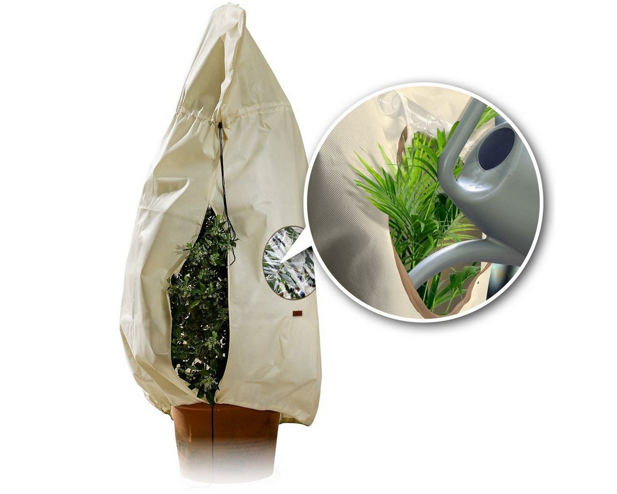 Bio Green Wintervlies Kübelpflanzensack mit Fenster "XXL-Window" – H 180 x B 120 cm, Ø 76 cm, 70 g/m², Höhe 180 cm von Bio Green