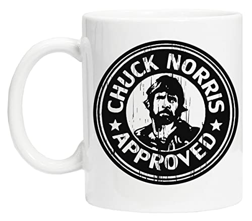 Chuck Norris Approved Wiederverwendbare Tasse aus weißem Glas für Tee und Kaffee Coffe Cup von Bioclod