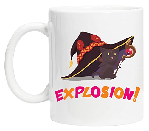 Konosuba Chomusuke Explosion Wiederverwendbare Tasse aus weißem Glas für Tee und Kaffee Coffe Cup von Bioclod