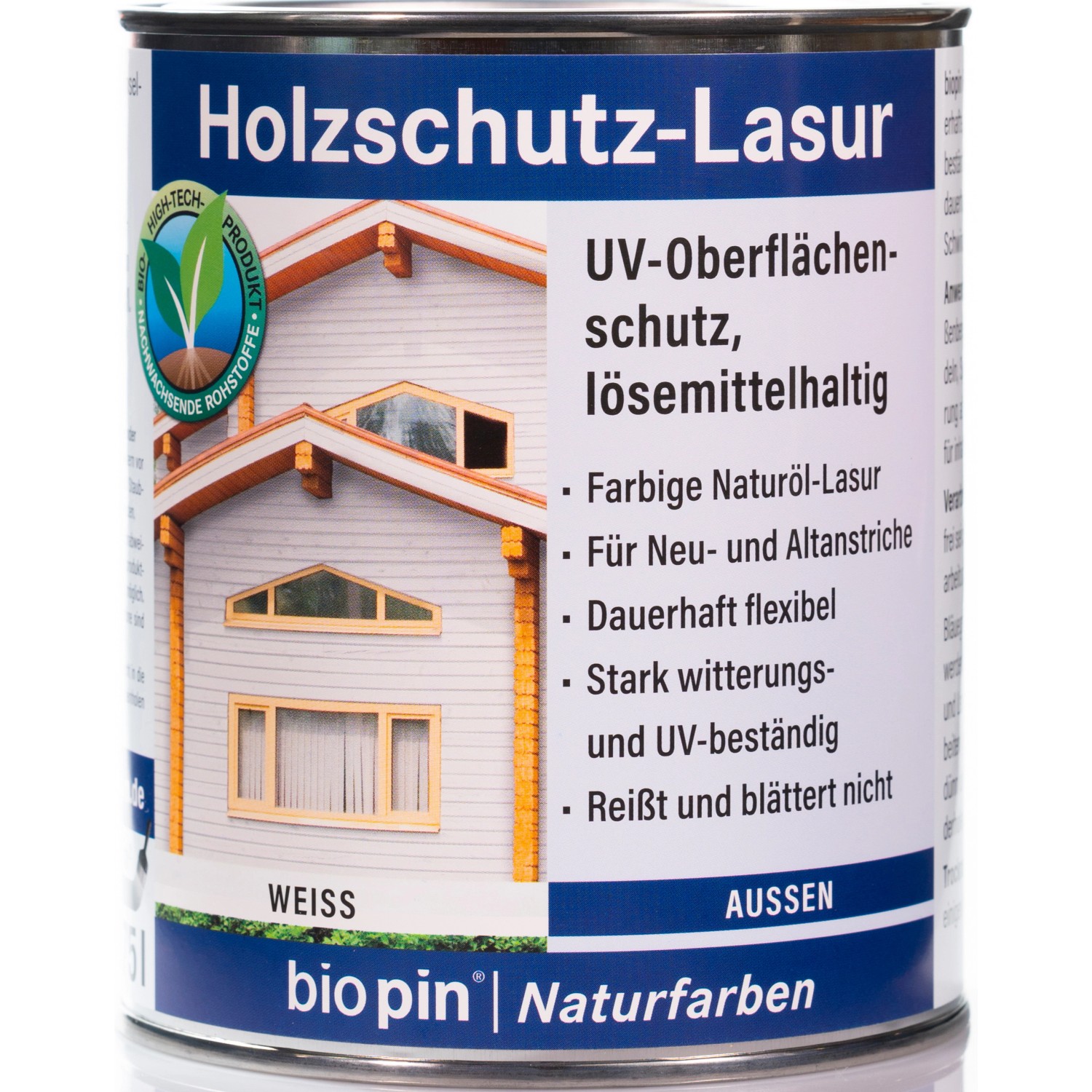 Biopin Holzschutz-Lasur Weiß 750 ml von Biopin