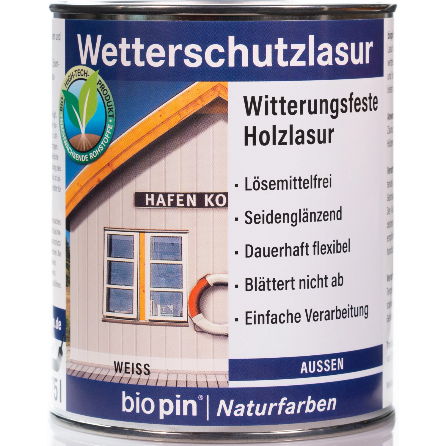 Biopin Wetterschutzlasur Weiß 750 ml von Biopin