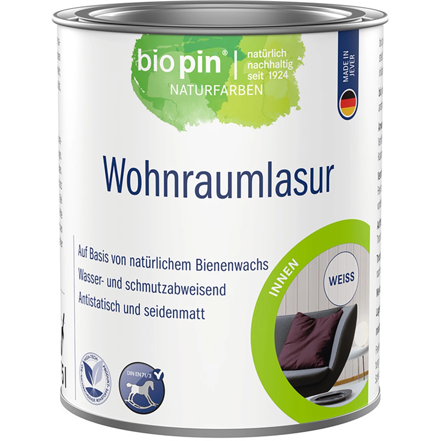 Biopin Wohnraumlasur Weiß 375 ml von Biopin