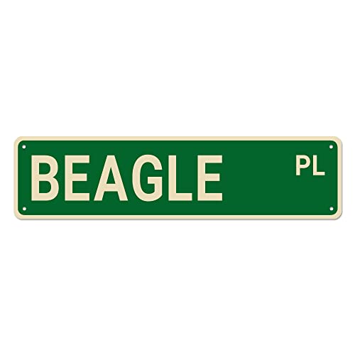 Beagle Place Straßenschild, Beagle-Dekor, Beagle-Hunde-Schild, Beagle-Geschenk, lustige Wanddekoration für Zuhause/Männerhöhle/Bar, hochwertige Metallschilder, 40,6 x 10,2 cm von Bioputty