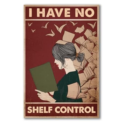 Bioputty Metallschild mit Aufschrift "I Have No Shelf Control", 30,5 x 20,3 cm, Vintage-Stil, lustiges Poster, Wanddekoration, Kunst, Geschenk, Retro-Bild von Bioputty
