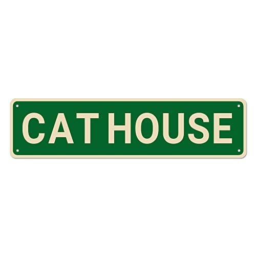 Cat Chouse Schild, Katzendekoration, Katzenschild, Katzenliebhaber, Geschenk, lustige Wanddekoration für Zuhause/Männerhöhle, hochwertige Metallschilder, 40,6 x 10,2 cm von Bioputty