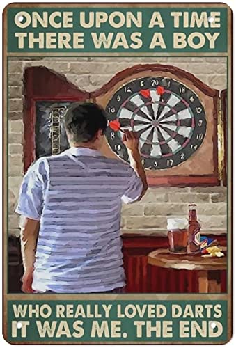 Darts Boy There was A Boy Really Loved Darts,12 * 8 Inches Vintage Funny Poster Wall Decor Art Gift Retro Picture Metal Sign von Bioputty