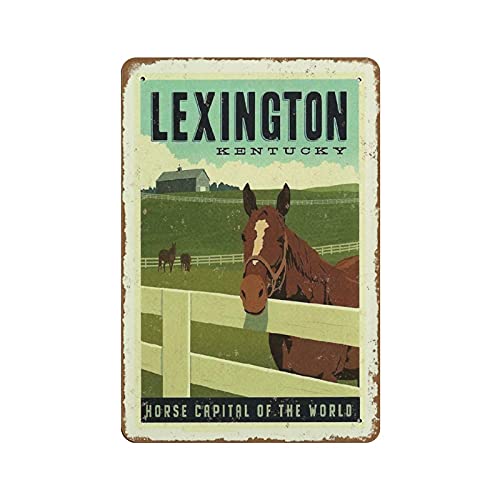 Lexington Kentucky Pferd Hauptstadt der Welt Reiseposter Stil Neuheit Blechschild Plakette Bar Pub Vintage Retro Wanddekoration Poster Home Group Veranda 20,3 x 30,5 cm von Bioputty