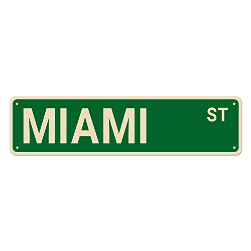 Miami Straßenschilder, Miami Decor Miami Schild, Miami Geschenk, Wanddekoration für Zuhause/Einfahrt/Man Cave/Bar, hochwertige Metallschilder 40,6 x 10,2 cm von Bioputty