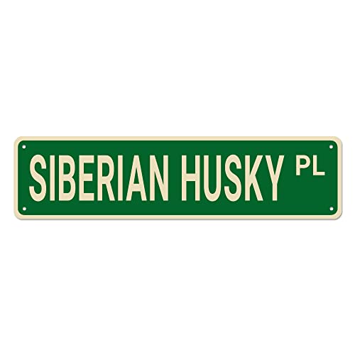 Siberian Husky PL Straßenschild, Siberian Husky Dekor, Siberian Husky Dog Sign Siberian Husky Geschenk, lustige Wanddekoration für Zuhause/Männerhöhle/Bar, hochwertige Metallschilder, 40,6 x 10,2 cm von Bioputty