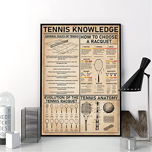 Tennis Knowledge,12 * 8 Inches Vintage Funny Poster Wall Decor Art Gift Retro Picture Metal Sign von Bioputty