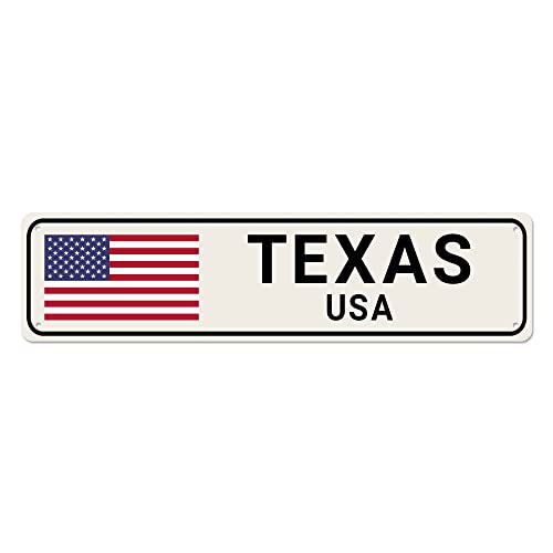 USA-Flaggenschild, Texas-Schild, Texas Decor United States Location Schild, lustige Wanddekoration für Zuhause/Männerhöhle, hochwertige Metallschilder, 40,6 x 10,2 cm von Bioputty