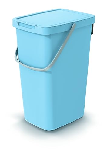 Mülleimer Müllbehälter Abfalleimer Biomülleimer mit Griff und Klappdeckel Abfallsammler Mülltonne Müllsortierer Papierkorb (12L, Blau) von BirnePower