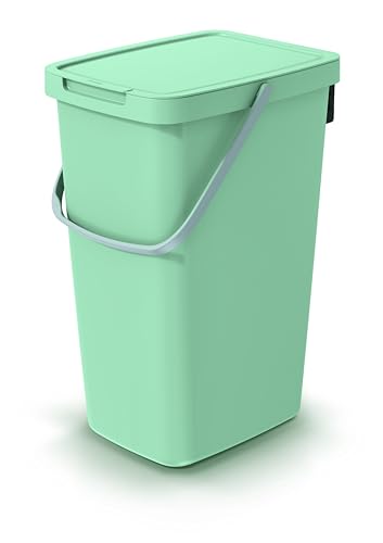 Mülleimer Müllbehälter Abfalleimer Biomülleimer mit Griff und Klappdeckel Abfallsammler Mülltonne Müllsortierer Papierkorb (12L, Grün) von BirnePower