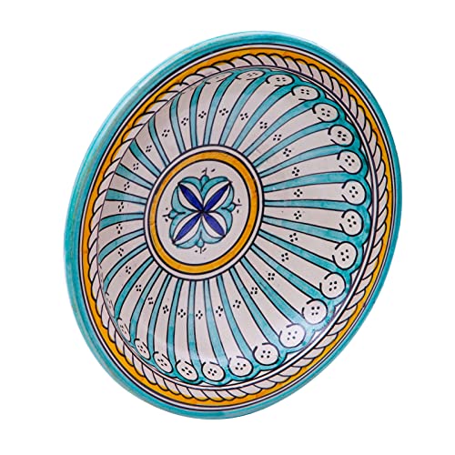 Biscottini Dekorativer Teller 33 x 33 x 9 cm | Keramikteller aus marokkanischem Kunsthandwerk | Küchendekorationen | Handbemalte dekorative Teller von Biscottini